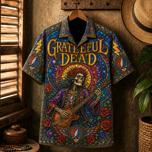 Grateful Dead Hawaiian Shirt, Workingmans Dead Button Up, Truckin Jam Band Fan Gift
