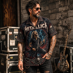 Metallica Hawaiian Shirt, Seek and Destroy Button Up, Early Thrash Fan Gift