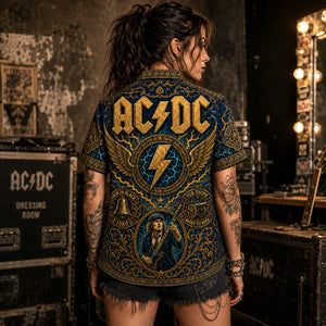 AC/DC Hawaiian Shirt, Thunderstruck Hard Rock Button Up, Live Wire Fan Gift