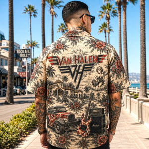 Van Halen Hawaiian Shirt, Jump Arena Rock Button Up, Eruption Guitar Music Fan Gift