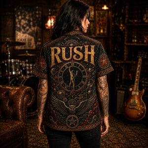 Rush Hawaiian Shirt, Clockwork Angels Button Up, Progressive Rock Collector Gift