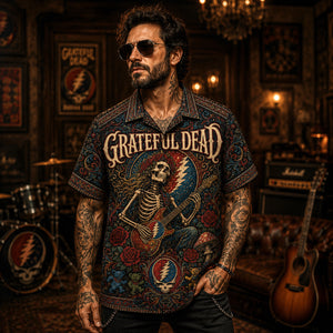 Grateful Dead Hawaiian Shirt, Touch of Grey Button Up, Deadhead Music Lover Gift