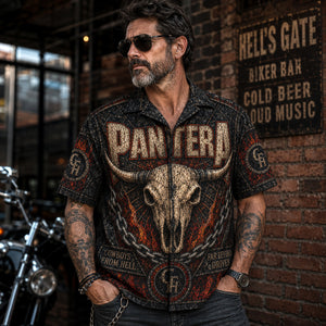 Pantera Stained Hawaiian Shirt, Stage Ready Rock Button Up, Festival Music Collector Gift