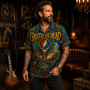 Grateful Dead Hawaiian Shirt, American Beauty Button Up, Ripple Music Fan Gift