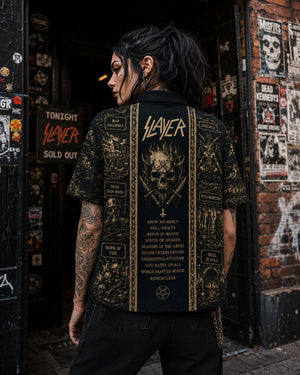 Slayer Luxury Hawaiian Shirt, Stage Ready Rock Button Up, Festival Music Collector Gift