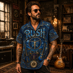 Rush Hawaiian Shirt, Hemispheres Prog Rock Button Up, Cygnus Music Fan Gift