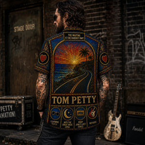 Tom Petty Stained Glass Hawaiian Shirt, Retro Concert Artwork Button Up, Rock Music Collector Gift
