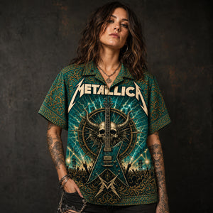 Metallica Hawaiian Shirt, Creeping Death Metal Button Up, Ride the Lightning Fan Gift