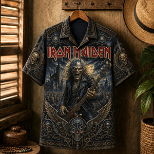 Iron Maiden Hawaiian Shirt, Piece of Mind Metal Button Up, Flight of Icarus Fan Gift