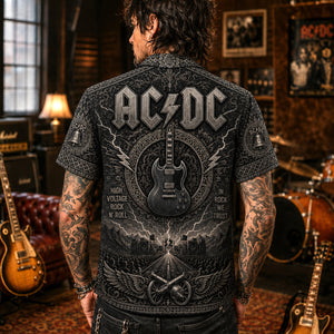 AC/DC Hawaiian Shirt, TNT Hard Rock Button Up, High Voltage Collector Gift