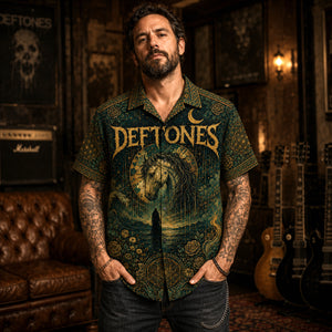 Deftones Hawaiian Shirt, Ohms Alternative Metal Button Up, Modern Heavy Music Fan Gift