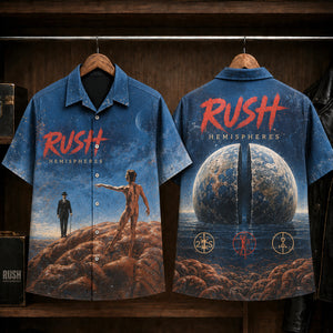 Rush Hemispheres 1978 Hawaiian Shirt, Progressive Rock Button Up, Neil Peart Cygnus X-1 Era