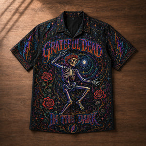 Grateful Dead In the Dark Hawaiian Shirt, 1987 Psychedelic Rock Button Up, Jerry Garcia Touch of Grey Era