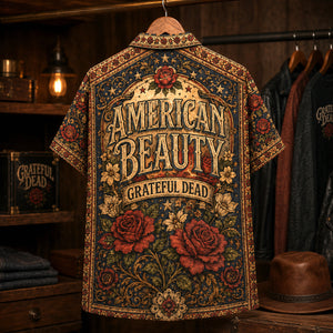Grateful Dead American Beauty 1970 Hawaiian Shirt, Psychedelic Rock Button Up, Jerry Garcia Ripple Era