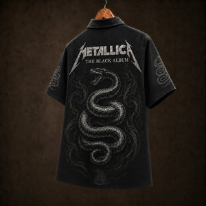 Metallica Black Album Hawaiian Shirt, 1991 Heavy Metal Button Up, James Hetfield Enter Sandman Era