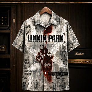 Linkin Park Hybrid Theory 2000 Hawaiian Shirt, Nu Metal Alternative Rock Button Up, Chester Bennington In the End Era
