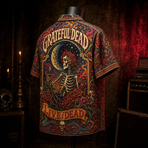 Grateful Dead Live Dead Hawaiian Shirt, 1969 Psychedelic Rock Button Up, Jerry Garcia Dark Star Era