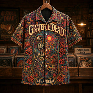 Grateful Dead Live Dead Hawaiian Shirt, 1969 Psychedelic Rock Button Up, Jerry Garcia Dark Star Era