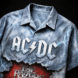 AC/DC The Razors Edge 1990 Hawaiian Shirt, Hard Rock Button Up, Brian Johnson Thunderstruck Era