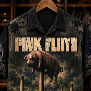 Pink Floyd Animals Hawaiian Shirt, 1977 Progressive Rock Button Up, Roger Waters Pigs Era
