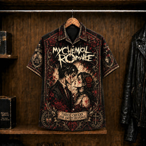 My Chemical Romance Three Cheers Hawaiian Shirt, 2004 Album Inspired Button Up, Gerard Way Helena Era