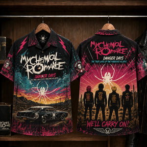 My Chemical Romance Danger Days Hawaiian Shirt, 2010 Alternative Rock Button Up, Gerard Way Na Na Na Era