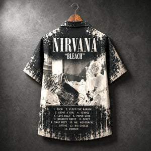 Nirvana Bleach 1989 Hawaiian Shirt, Grunge Rock Button Up, Kurt Cobain About a Girl Era