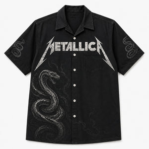 Metallica Black Album Hawaiian Shirt, 1991 Heavy Metal Button Up, James Hetfield Enter Sandman Era