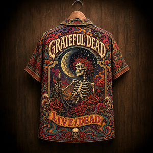 Grateful Dead Live Dead Hawaiian Shirt, 1969 Psychedelic Rock Button Up, Jerry Garcia Dark Star Era