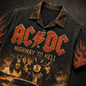 AC/DC Highway to Hell 1979 Hawaiian Shirt, Hard Rock Button Up, Bon Scott Era