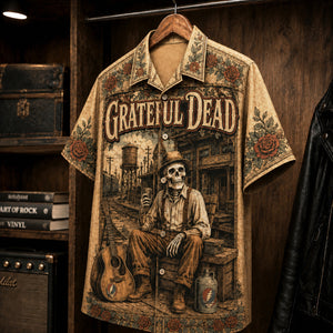 Grateful Dead Workingman's Dead Hawaiian Shirt, 1970 Album Inspired Button Up, Jerry Garcia Casey Jones Era