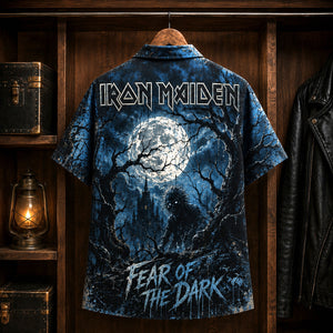 Iron Maiden Fear of the Dark Hawaiian Shirt, 1992 Heavy Metal Button Up, Bruce Dickinson 1992 Tour Era