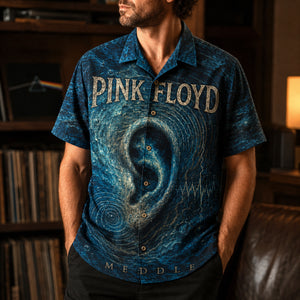 Pink Floyd Meddle Hawaiian Shirt, 1971 Progressive Rock Button Up, Echoes Progressive Rock Era