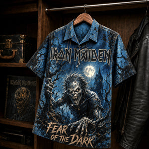 Iron Maiden Fear of the Dark Hawaiian Shirt, 1992 Heavy Metal Button Up, Bruce Dickinson 1992 Tour Era