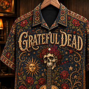 Grateful Dead American Beauty 1970 Hawaiian Shirt, Psychedelic Rock Button Up, Jerry Garcia Ripple Era