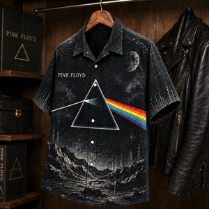 Pink Floyd Dark Side of the Moon Hawaiian Shirt, 1973 Progressive Rock Button Up, David Gilmour Time Era