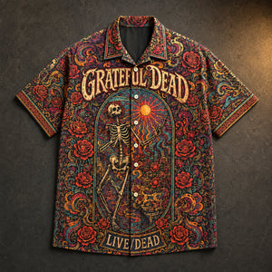 Grateful Dead Live Dead Hawaiian Shirt, 1969 Psychedelic Rock Button Up, Jerry Garcia Dark Star Era