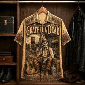 Grateful Dead Workingman's Dead Hawaiian Shirt, 1970 Album Inspired Button Up, Jerry Garcia Casey Jones Era