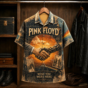 Pink Floyd Wish You Were Here Hawaiian Shirt, 1975 Album Inspired Button Up, Shine On You Crazy Diamond Era