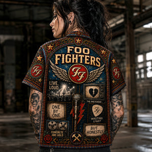 Foo Fighters Stained Glass Hawaiian Shirt, Everlong Alternative Rock Button Up, The Pretender Music Fan Gift