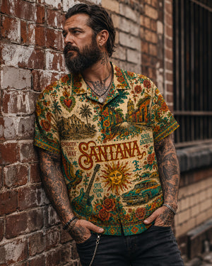 Santana Luxury Hawaiian Shirt, Abraxas Latin Rock Button Up, Black Magic Woman Fan Gift