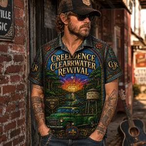 Creedence Clearwater Revival Hawaiian Shirt, Fortunate Son Roots Rock Button Up, Bad Moon Rising Music Fan Gift
