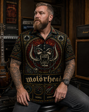 Motorhead Stained Glass Hawaiian Shirt, Ace of Spades Speed Rock Button Up, Lemmy Classic Metal Fan Gift