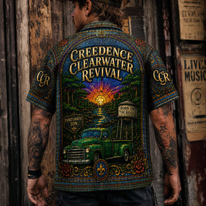 Creedence Clearwater Revival Hawaiian Shirt, Fortunate Son Roots Rock Button Up, Bad Moon Rising Music Fan Gift