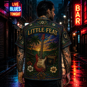 Little Feat Stained Glass Hawaiian Shirt, Dixie Chicken Roots Rock Button Up, Lowell George Music Fan Gift