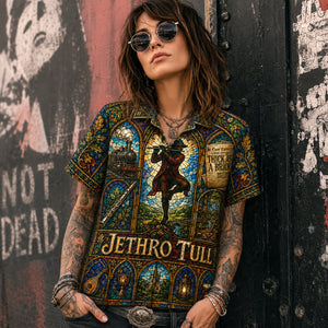 Jethro Tull Hawaiian Shirt, Aqualung Prog Rock Button Up, Flute Rock Music Fan Gift