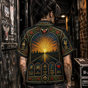 Bon Jovi Stained Glass Hawaiian Shirt, Slippery When Wet Rock Button Up, Livin on a Prayer Fan Gift