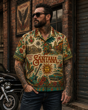 Santana Luxury Hawaiian Shirt, Abraxas Latin Rock Button Up, Black Magic Woman Fan Gift