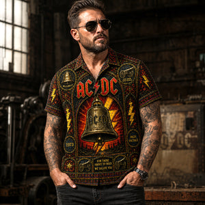 AC/DC High Voltage Stained Glass Hawaiian Shirt, Iconic Music Artwork Button Up, Rock Culture Fan Gift