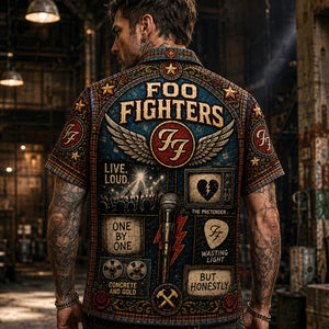 Foo Fighters Stained Glass Hawaiian Shirt, Everlong Alternative Rock Button Up, The Pretender Music Fan Gift